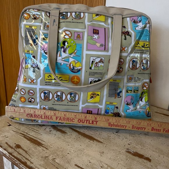 Vinyl Funny Comic Travel Bag Carry on ! Some Flaws but GUC ! MoMA Art - Picture 8 of 16